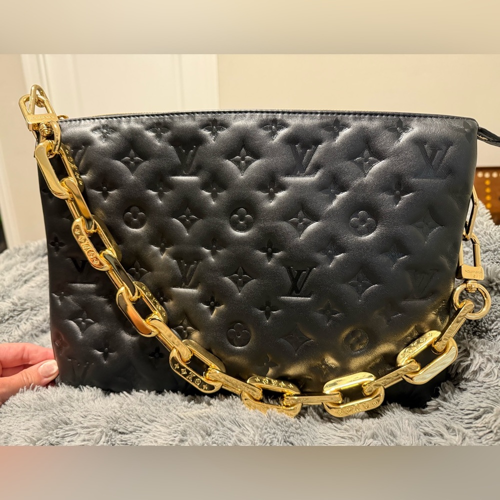 Louis Vuitton Coussin MM Leather Embossed Bag with COA